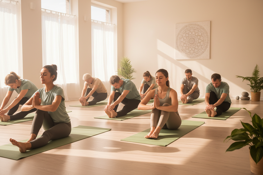 Group stretching yoga